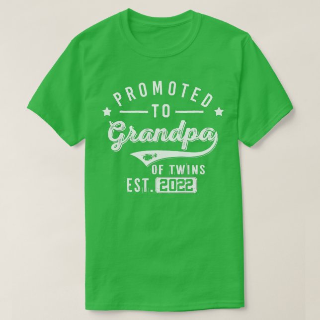 Camiseta Mens Promovidos Ao Vovô Dos Gêmeos 2022 Twin Ba (Frente do Design)