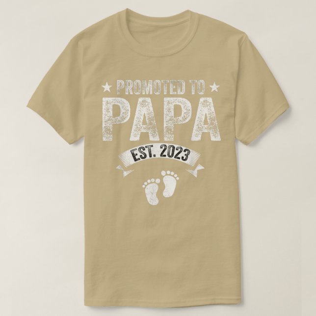 Camiseta Mens Promovidos Para Papa Est 2023 Novo Avô Engraç (Frente do Design)