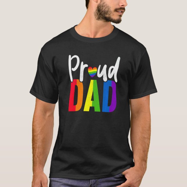 Camiseta Mens Proud Dad Gay Proud LGBT Pride Month  Pride (Frente)