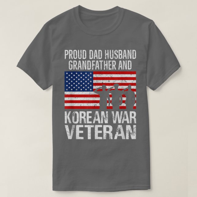 Camiseta Mens Proud Dad Husband Grandfather and Korean War  (Frente do Design)