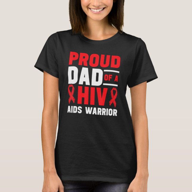 Camiseta Mens Proud Dad Of A AIDS Warrior AIDS Awareness Re (Frente)