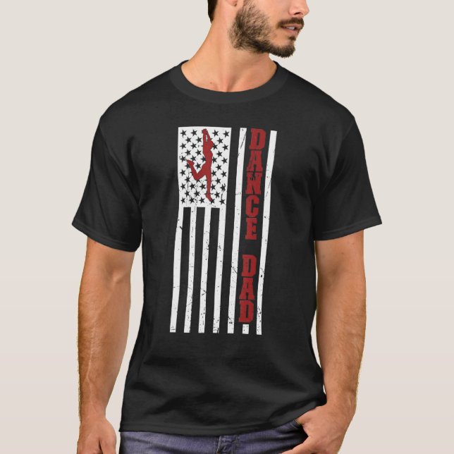 Camiseta Mens Proud Dance Dad US Flag Dancing Dad Of A Danc (Frente)