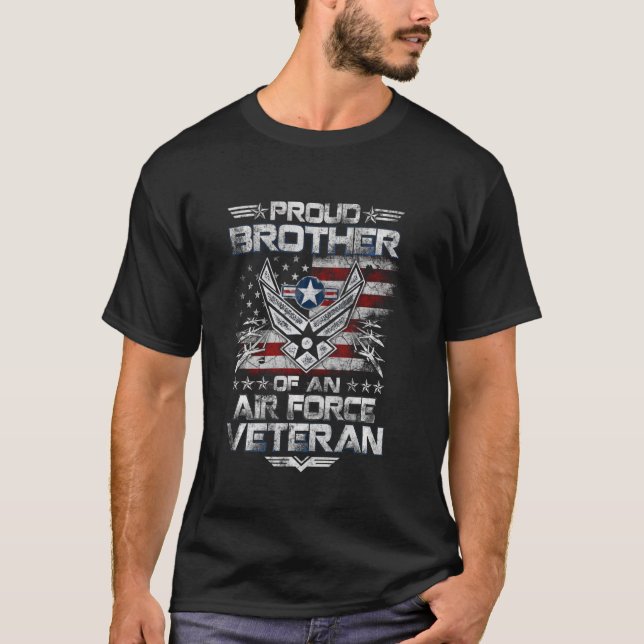 Camiseta Mens Proud Irmão da Força Aérea Veteranos Militare (Frente)