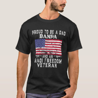 Camiseta Mens Proud Pai Banpa Iraqi Freedom Veteran Retro U