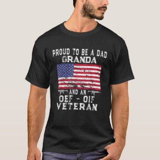Camiseta Mens Proud Pai Granda OEF OIF Veterano Retro US Fl