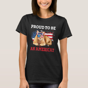 Camiseta Mens Proud To Be An Americat Patriotic Cat 4th Of