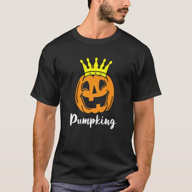 Camiseta Mens Pump King Lazy Halloween Costume Pumpkin Jack (Frente)