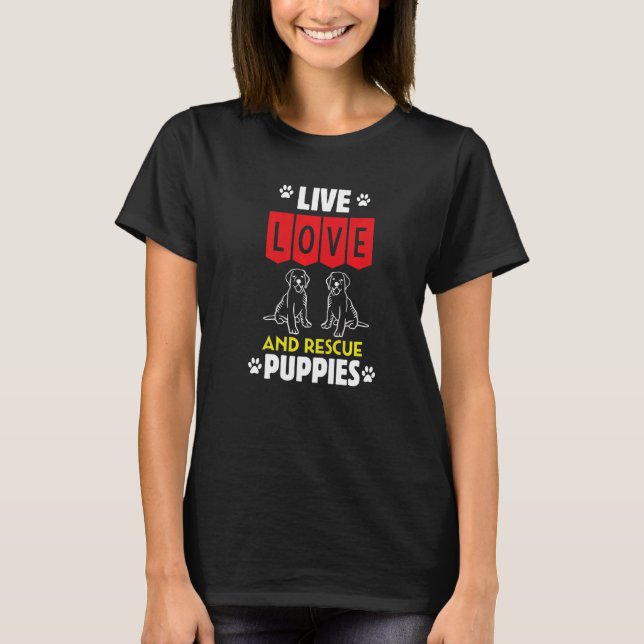 Camiseta Mens Puppy Adotion Live Love And Rescut Dogs Anim (Frente)