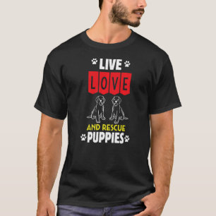 Camiseta Mens Puppy Adotion Live Love And Rescut Dogs Anim