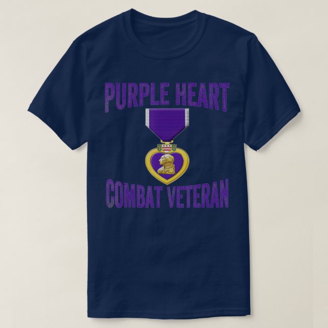 Camiseta Mens Purple Heart Combat Veteran - coração roxo (Frente do Design)