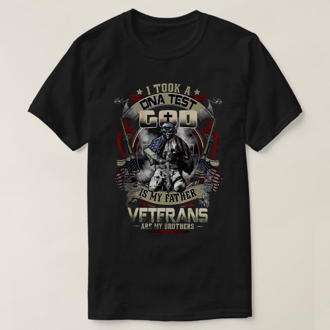 Camiseta Mens Que Fiz Um Teste De DNA Deus É Meu Pai Vetera (Frente do Design)