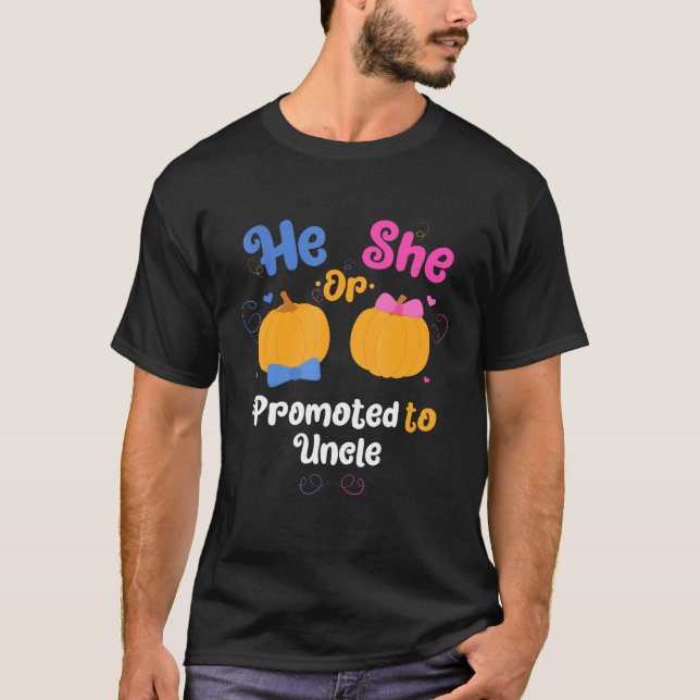 Camiseta Mens Que Promoveu Ao Tio Gênero Reveal Par (Frente)