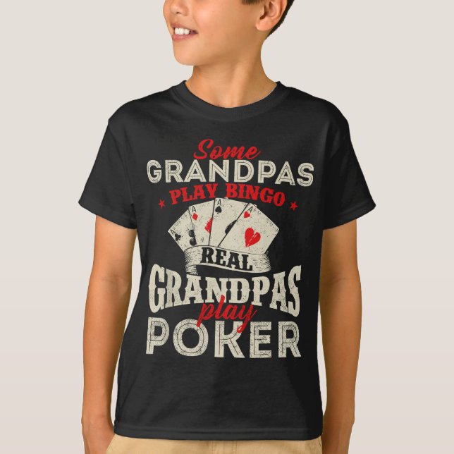 Camiseta Mens Real Grandpas Jogam Poker - Jogador De Cartão (Frente)