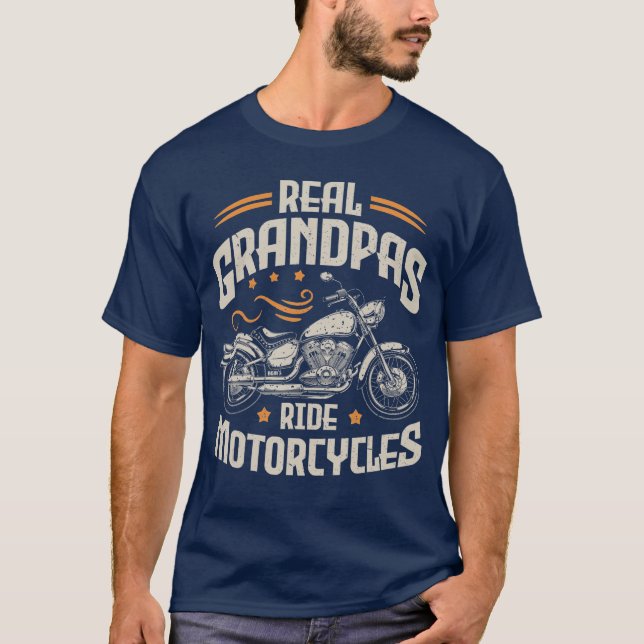Camiseta Mens Real Grandpas Ride Motorcycles Funny Motorcyc (Frente)