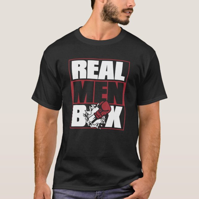 Camiseta Mens Real Men Box Tailandesa Kickboxer Boxista Fis (Frente)