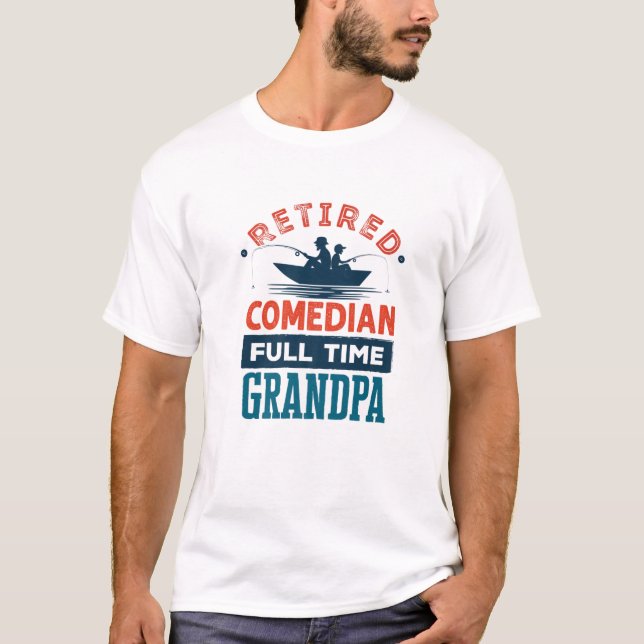 Camiseta Mens Recansados Tempo de Cheio Comediante Vovô Plu (Frente)