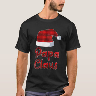 Camiseta Mens Red Xadrez Papa Claus Buffalo Santa Hat Xmas 