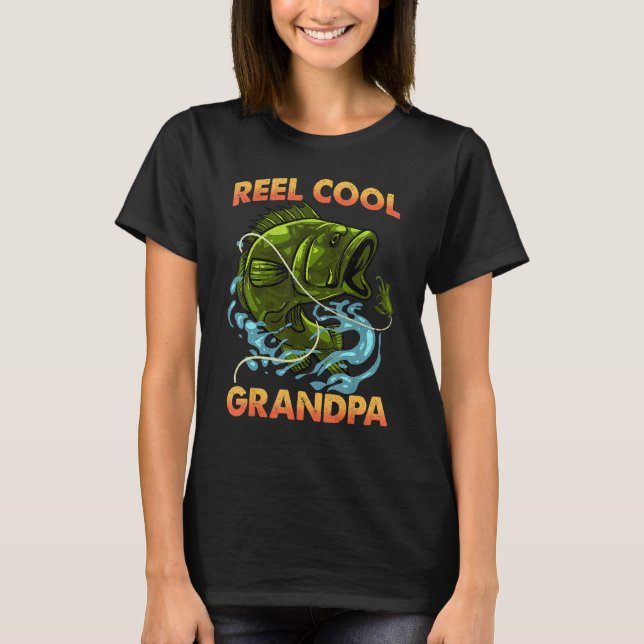 Camiseta Mens Reel Cool Grandpa Shirt Funny Valentine Fathe (Frente)