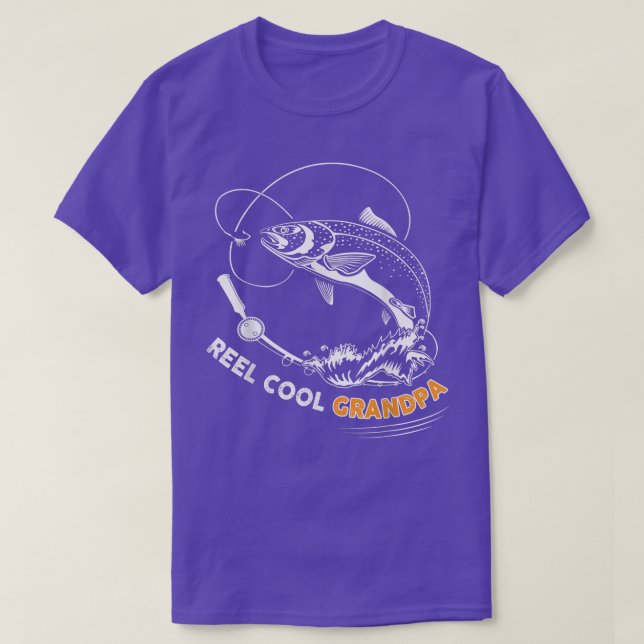 Camiseta Mens Reel Cool Grandpa t  Salmon fishing Father's  (Frente do Design)