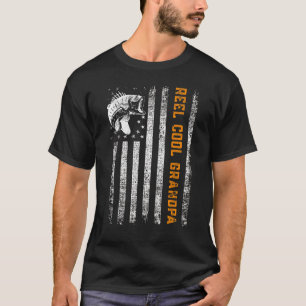 Camiseta Mens Reel Legal Avô Vintage Bandeira Pesca Pai