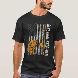 Camiseta Mens Reel Legal Step Pai Shirt American Flag Fishi