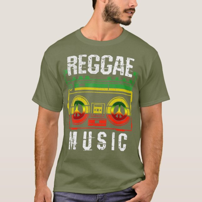 Camiseta Mens Reggae Music Peace One Love Rasta African (Frente)