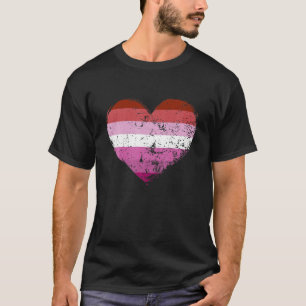 Camiseta Mens Retrai A Bandeira Da Vintagem De Coração Lésb