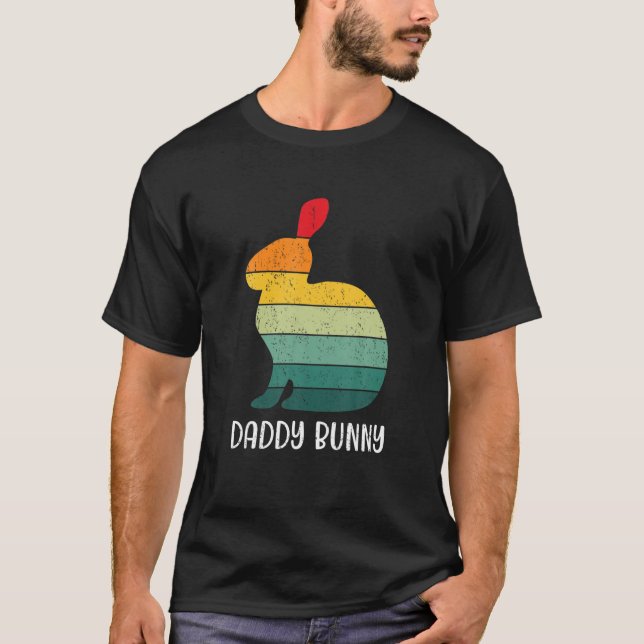 Camiseta Mens Retro Família Páscoa Coelhinha Homens Pai Pap (Frente)