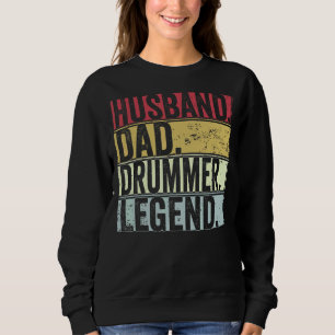 Camiseta Mens Retro Husband Pai Drummer Legenda Para Pai