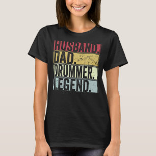 Camiseta Mens Retro Husband Pai Drummer Legenda Para Pai