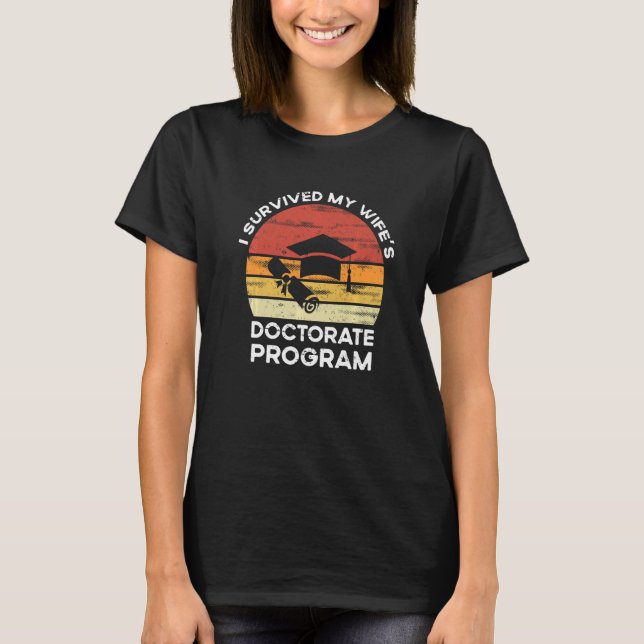 Camiseta Mens Retro Sobrevivi ao Programa de Doutorado da M (Frente)