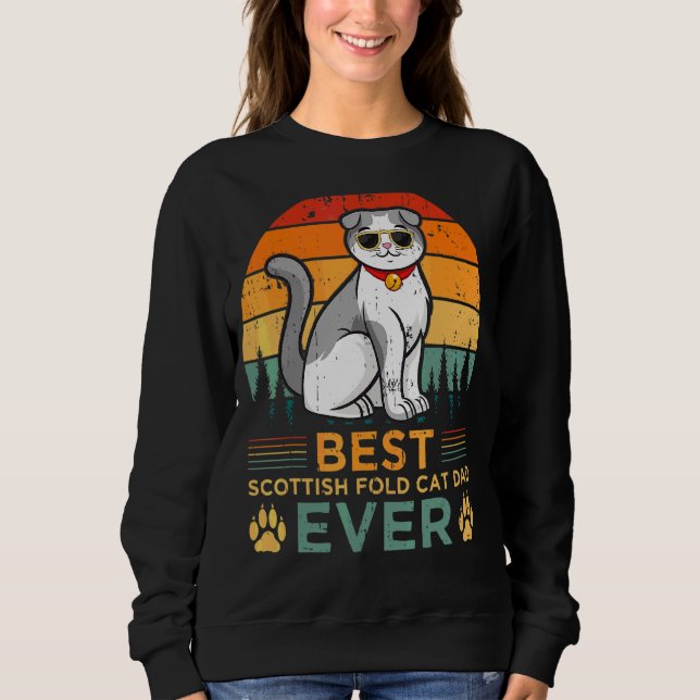 Camiseta Mens Retro Style Best Scottish Fold Cat Pai Ever F (Frente)