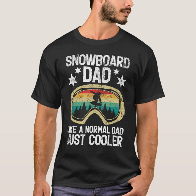 Camiseta Mens Retro Style Snowboard Pai Como Um D Regular (Frente)