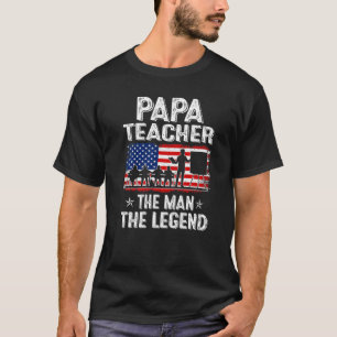 Camiseta Mens Retro Us Flag Dia de os pais Papa Professor O