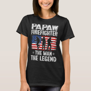 Camiseta Mens Retro-Us Flag Dia de os pais Papaw Bombeiro