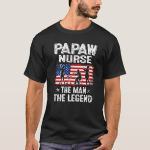 Camiseta Mens Retro Us Flag Dia de os pais Papaw Enfermeira