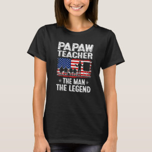 Camiseta Mens Retro-Us Flag Dia de os pais Papaw Professor