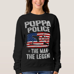 Camiseta Mens Retro-Us Flag Dia de os pais Poppa Polícia