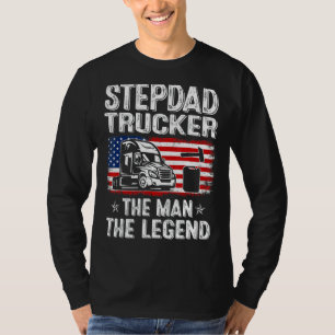 Camiseta Mens Retro Us Flag Dia de os pais Stepdad Trucker