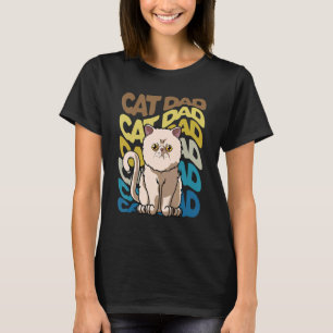 Camiseta Mens Retro Vintage Cat Exotic Shorthair Cat Pai D