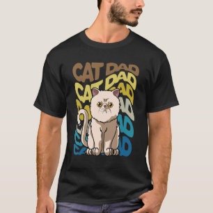 Camiseta Mens Retro Vintage Cat Exotic Shorthair Cat Pai D
