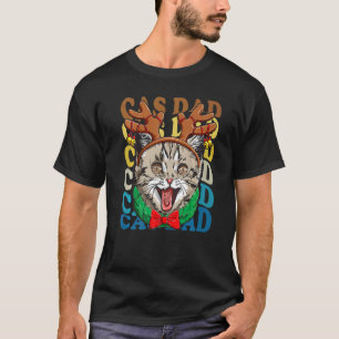 Camiseta Mens Retro Vintage Gata Pai de Gato de Shorthair B