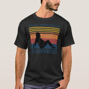 Camiseta Mens Retro Vintage Homens Reais Têm Curvas Pai Fat