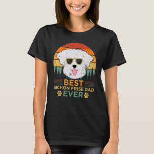 Camiseta Mens Retro Vintage Sunset Best Bichon Frise Pai Fa