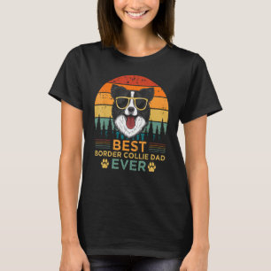 Camiseta Mens Retro Vintage Sunset Best Border Collie Pai F