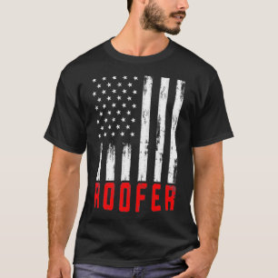 Camiseta Mens Roofer American Flag 4 de julho Gift Roofing
