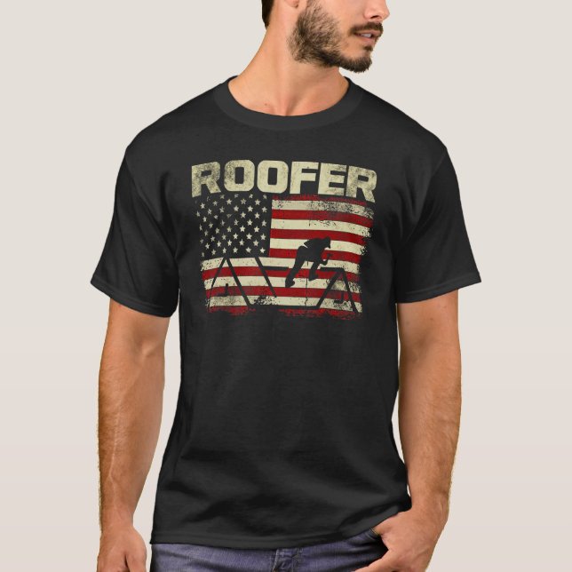 Camiseta Mens Roofer American Flag Mens Roofing 3 (Frente)