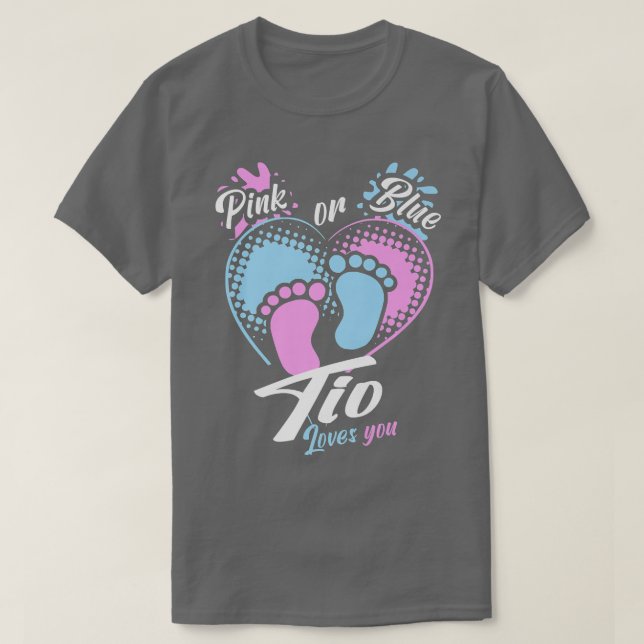 Camiseta Mens Rosa Ou Azul Tio Te Ama Parte Revelação De Gê (Frente do Design)