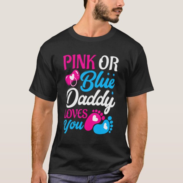 Camiseta Mens Rosa Ou Pai Azul Te Ama Pai De Ser Gen (Frente)