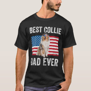 Camiseta Mens Rough Collie Pai Americano Flag Collie Dog Lo
